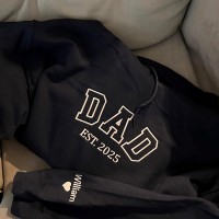 Personalized Embroidered Dad Sweatshirt with Kids Name on Sleeve Gift For Dad