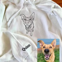 Personalized Embroidered Pet Photo Dog Cat Face Sweatshirt Gift For Pet Lover