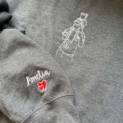Personalized Embroidered Dad Portrait from Photo Hoodie Gift For Dad