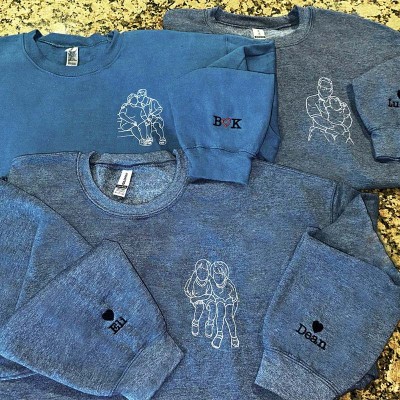Personalized Embroidered Dad Portrait from Photo Hoodie Gift For Dad