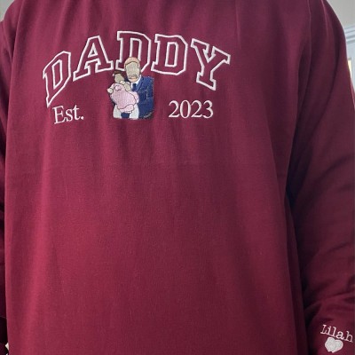 Personalized Embroidered Daddy Portrait from Photo Sweatshirt Gift For Dad