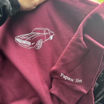 Personalized Car Photo Outline Sweatshirt Gift For Car Lover